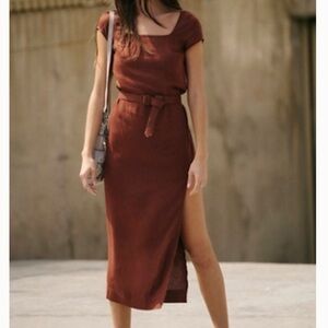 Free People Rust Brown Midi Dress